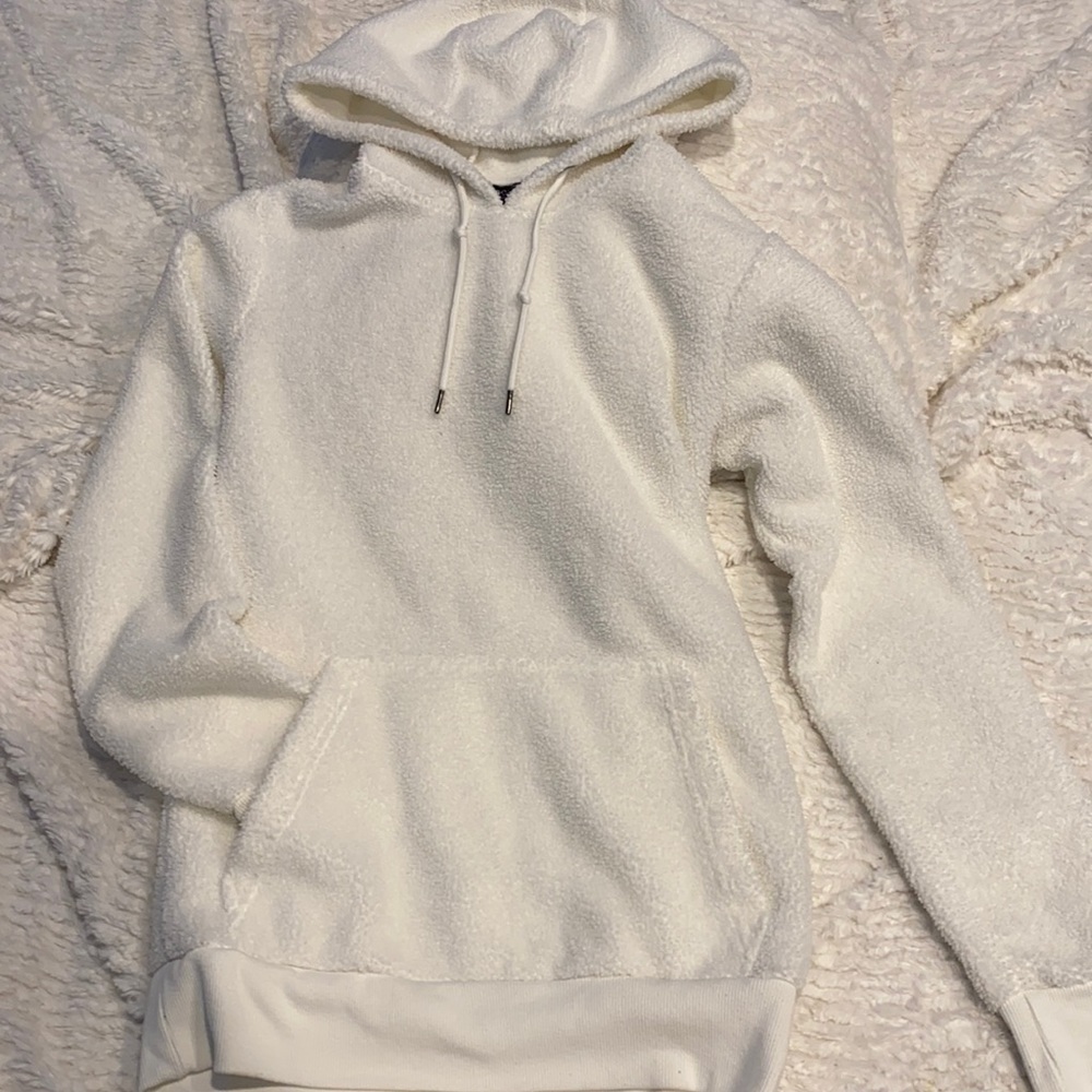 Fluffy white hoodie